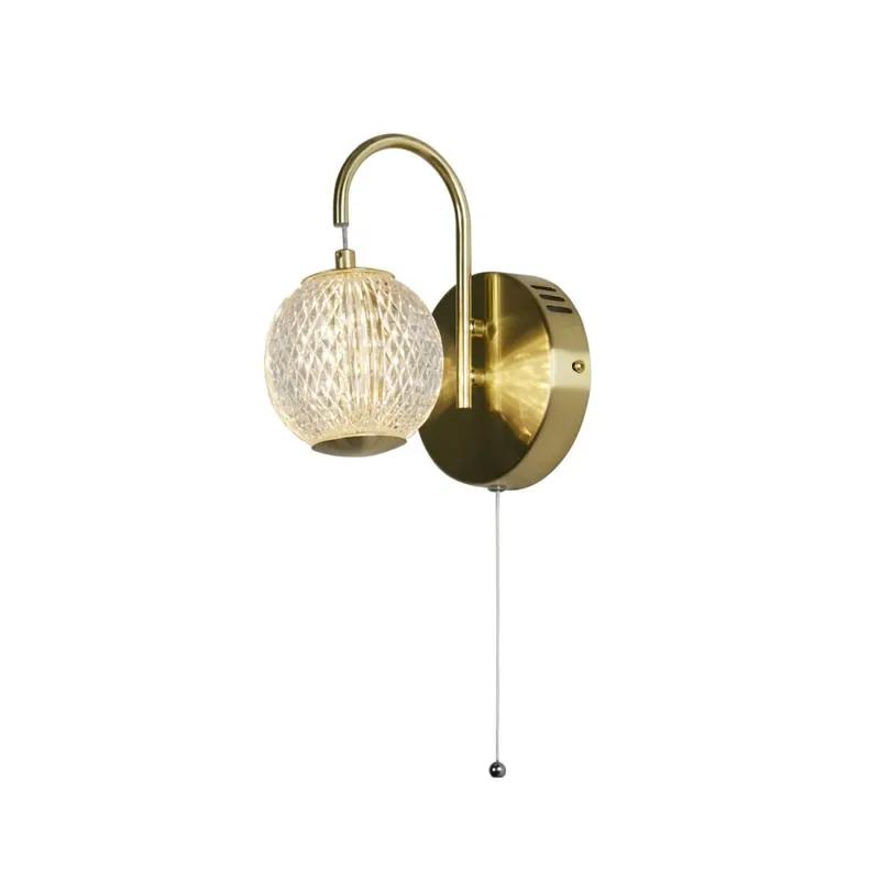 Aktuell LED Wandlampe in Messing Metall 430 lm mit Zugschalter