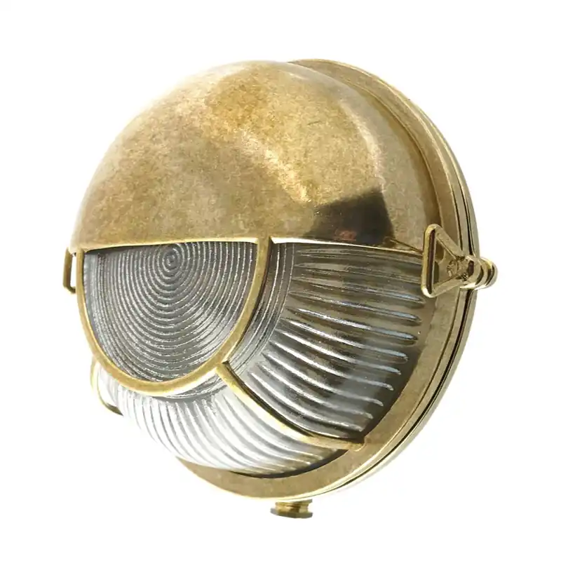 Nur Heute Außenlampe Wand Echt-Messing Glas E27 IP64 in Messing