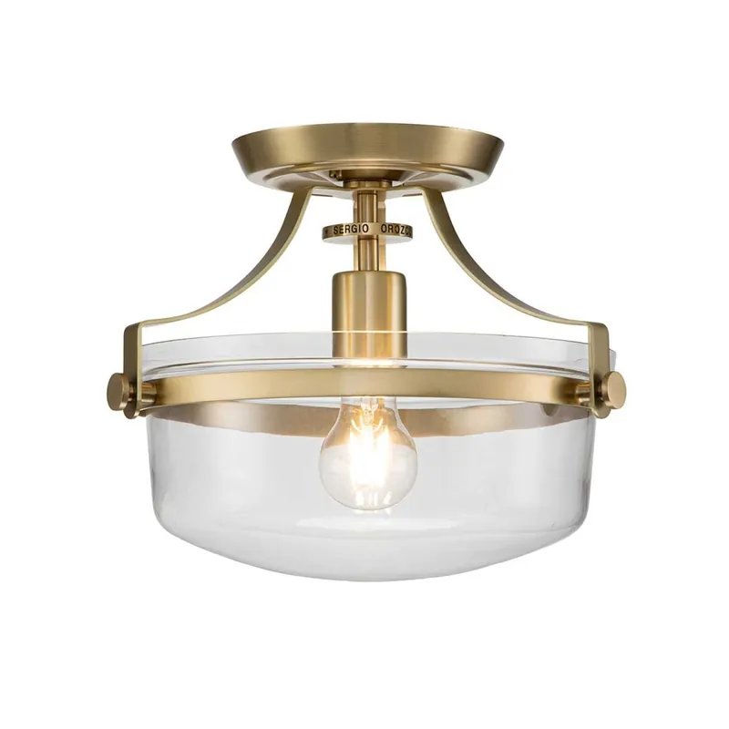 Deckenlampe Metall Glas E27 Ø 33 cm rund ALONSO Preisknaller
