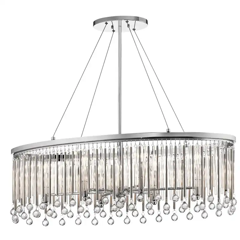 Hängeleuchte lang B: 91,6 cm Metall Glas H: max. 136,2 cm Chrom Beliebt