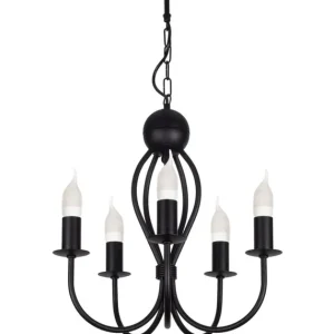 Angebot Schwarzer Kronleuchter Metall 5-flammig E14 Klassisch
