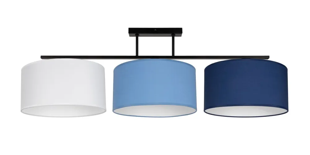 Wohnliche Deckenleuchte Stoff Weiß Blau E27 L:100 cm Wochenendangebot