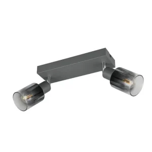 Flexibler Deckenstrahler Rauchglas Metall E14 T:27,5 cm Schnäppchen