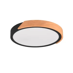Blendarme LED Deckenlampe Holz rund Ø31,5 cm Schwarz Geprüft