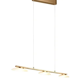 LED Pendelleuchte Metall Glas Messing 3-flammig 102 cm Must-Have