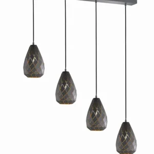 Günstig Geometrische Hängelampe Metall Anthrazit E27 90 cm lang