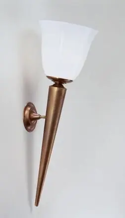 Abverkauf Wandfackel Echt-Messing Glas E27 H:62 cm blendarm