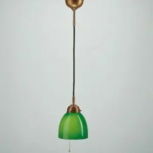 Top-Seller Hängelampe Berliner Messing Glas Grün Schalter Ø15 cm