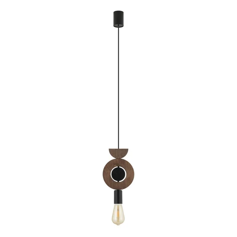 Dekorative Hängelampe Holz Metall Ø16 cm rund E27 Highlight