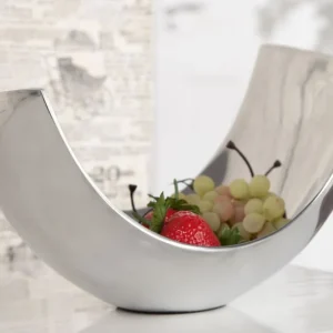 Abverkauf Obstschale Aluminium 25x13 cm in Silber