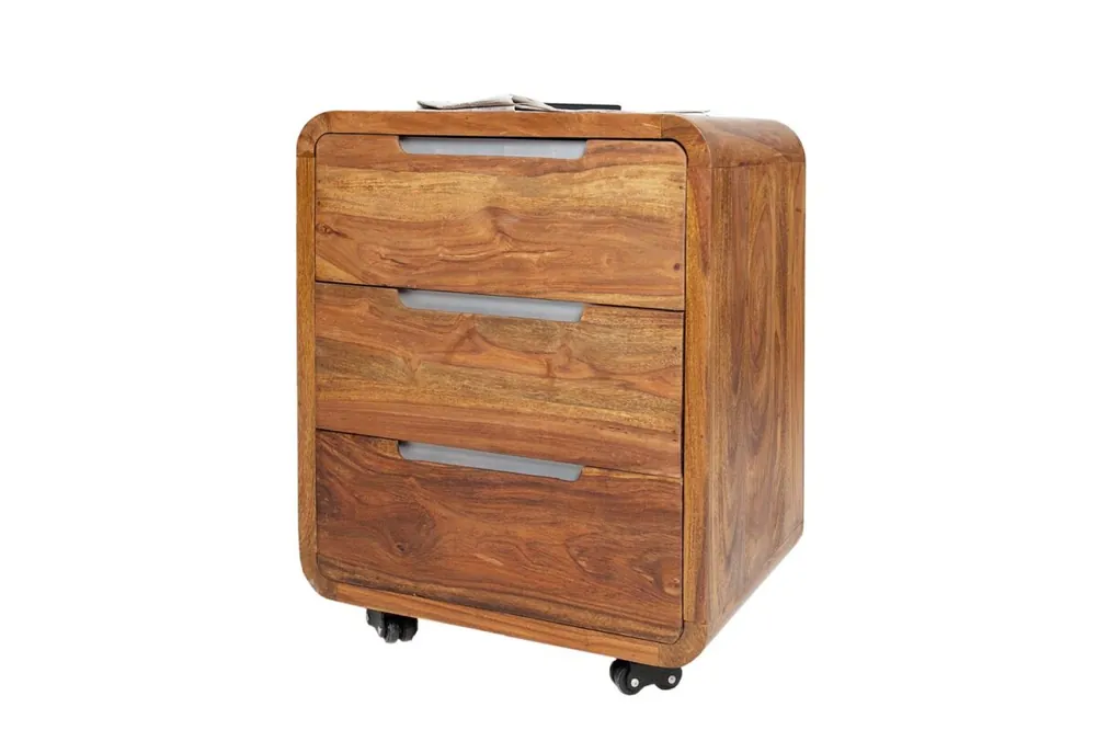 Schubladenwagen Akazienholz Metall 50x60 cm in Natur Silber Finale Aktion