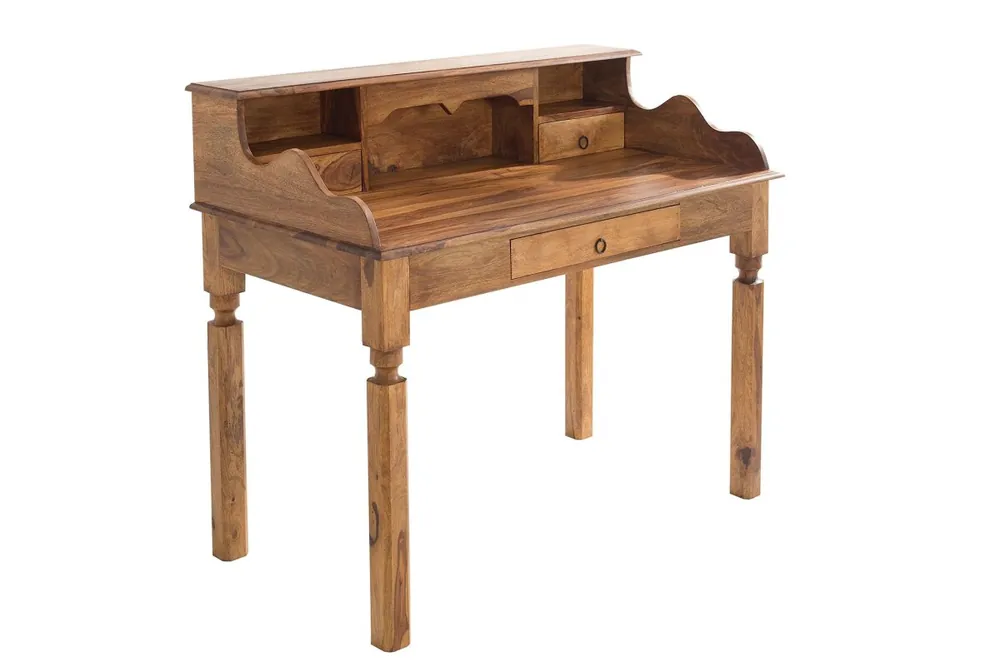 Schreibtisch mit Schublade Sheesham Holz in Natur 115x55 cm Neu Im Sortiment