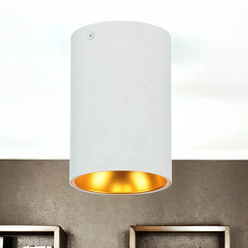 Begrenztes Angebot Deckenspot rund Ø 9,5 cm klein Metall GU10 Weiß Kupfer-Gold