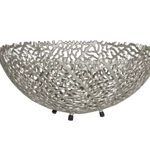Abverkauf Dekoschale Metall rund Ø 46 cm Handarbeit in Silber
