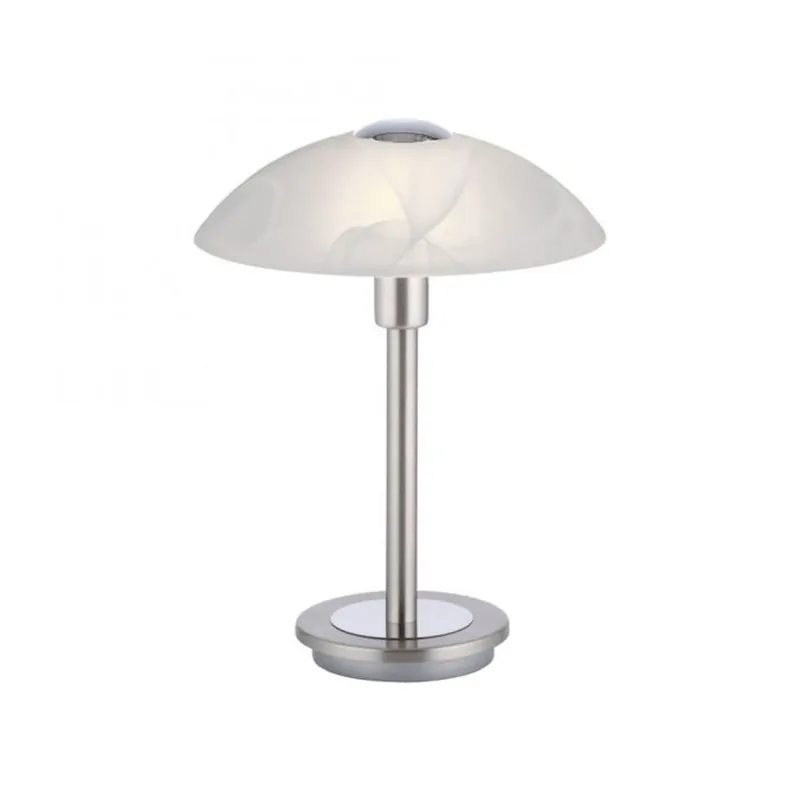 LED Tischleuchte dimmbar in Silber Alabasterglas 28 cm Expressversand