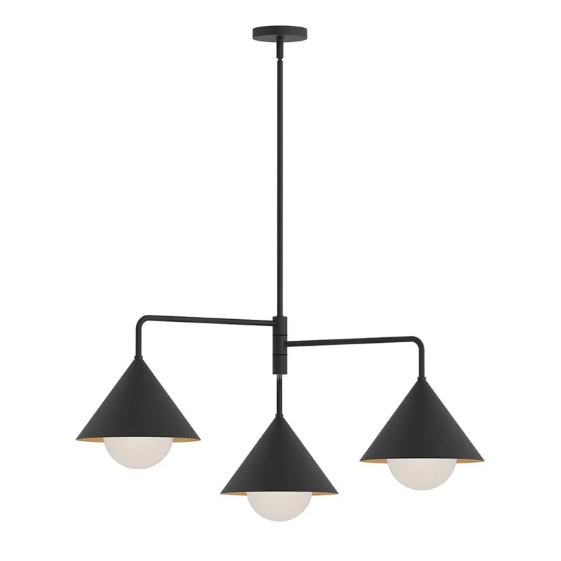 Pendelleuchte Metall Glas Schwarz 96,5 cm breit 3-flammig E27 Super-Preis