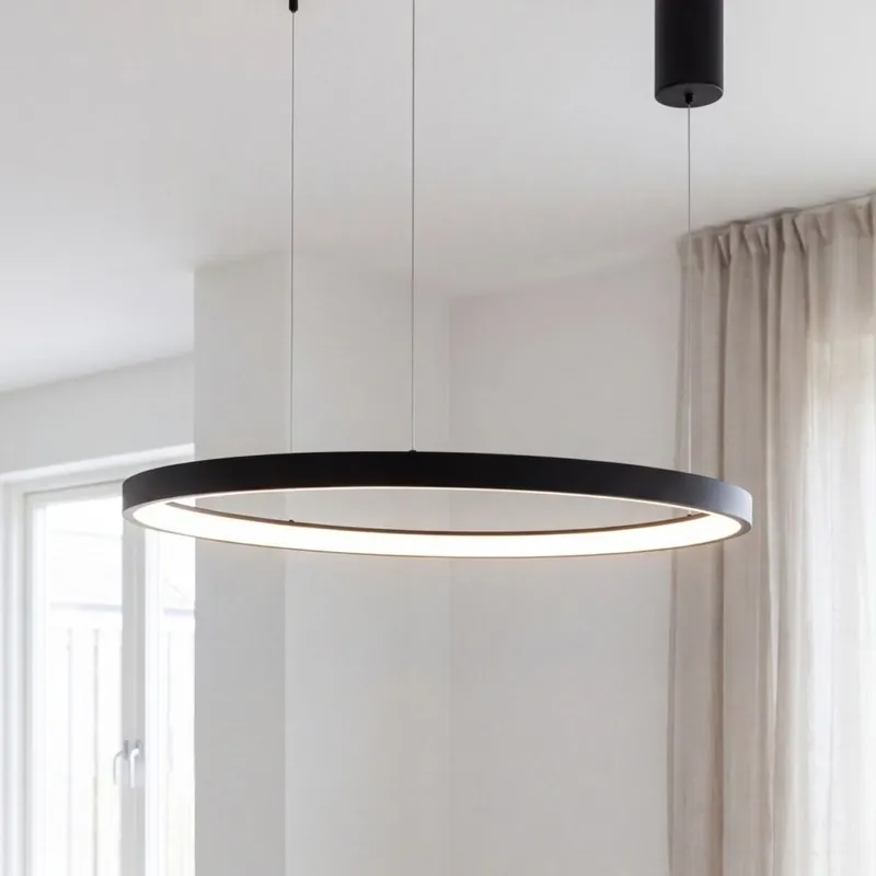 LED Pendelleuchte Alu Schwarz L:65 cm 3000/4000/6500 K Sichere Zahlung