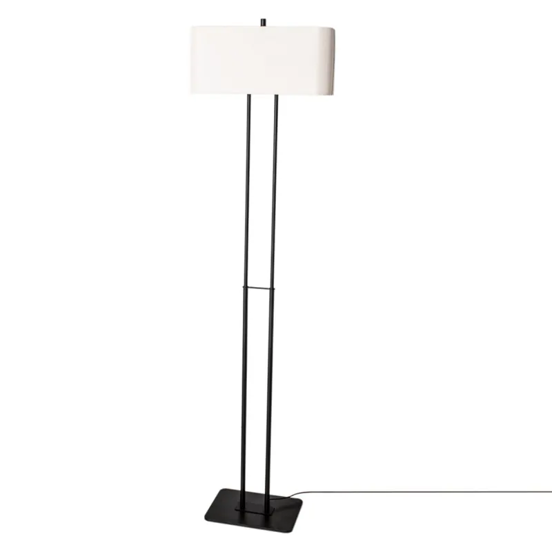 Direktkauf Stehlampe 150 cm klein Schwarz Weiß eckig Stoff Metall E27
