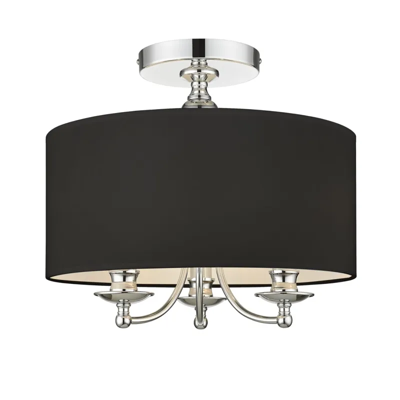 Finale Aktion Deckenlampe rund Ø 40 cm Schwarz Chrom 3x E14 Stoff Metall