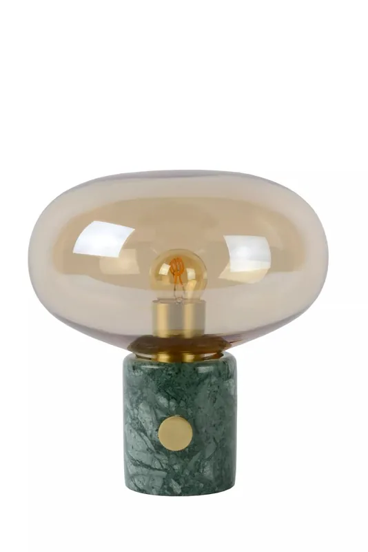 Tischleuchte Marmor Glas Grün Bernstein 24 cm Schalter Angebot