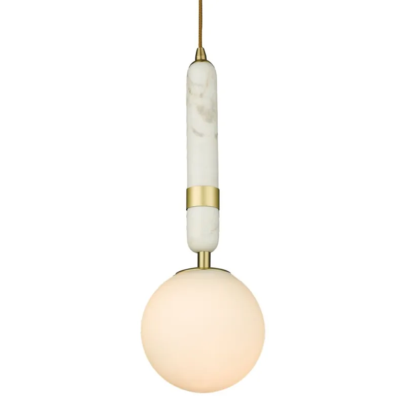 Angebot Hängelampe Kugel rund D: 15 cm Glas Marmor Metall