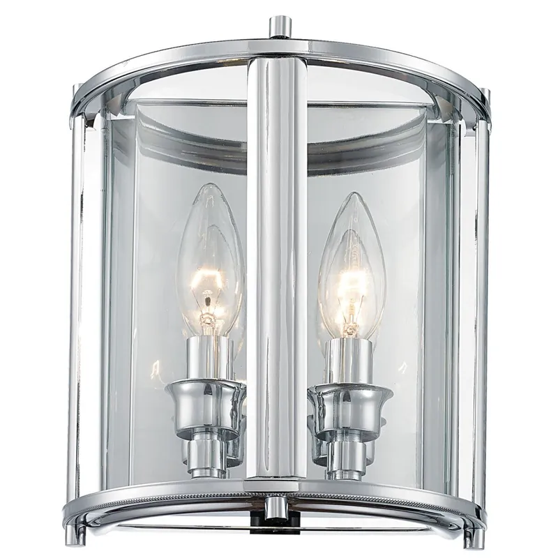 Meistverkauft Wandlampe innen Metall Glas klein H: 23 cm Chrom 2x E14