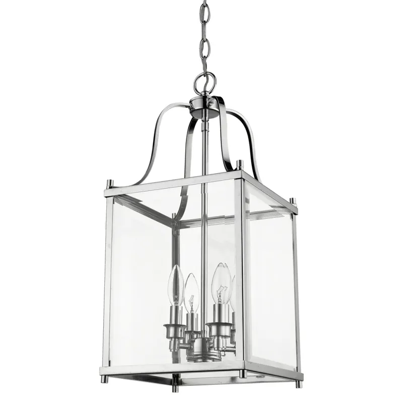 Direktkauf Hängelampe Chrom B: 28 cm H: max. 173 cm Metall Glas