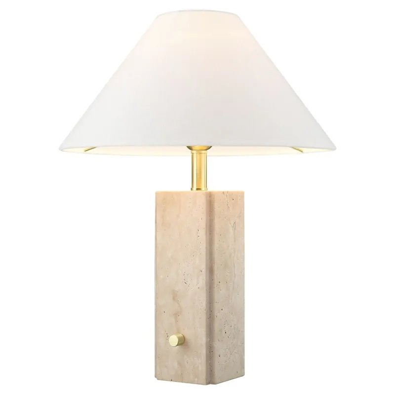 Solange Der Vorrat Reicht Beistelllampe 50 cm Travertin Metall Stoff E27