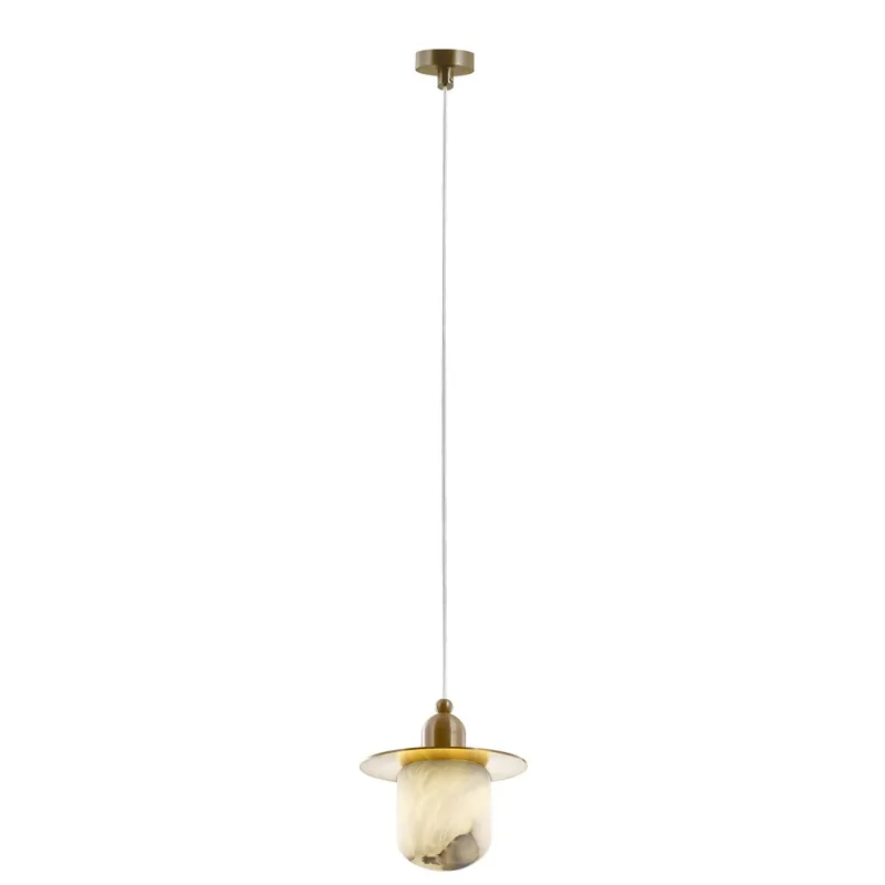 Hängelampe G9 Ø 15 cm Metall Alabaster in Messing Natur Knallerangebot