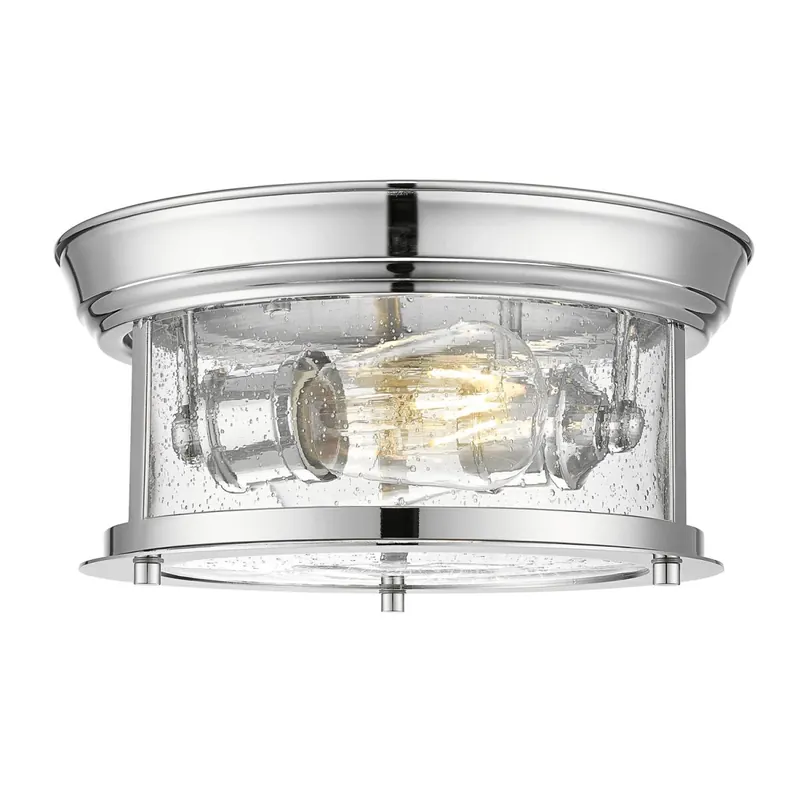 Garantierte Lieferung Deckenleuchte Chrom 2x E27 D: 28 cm rund Glas Metall