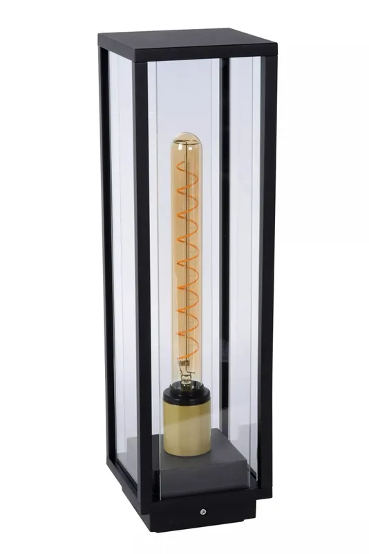 Letzte Chance Pollerleuchte Außen Glas Metall Schwarz E27 IP54 50 cm