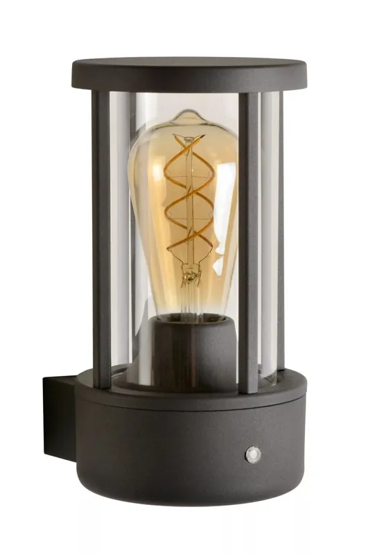 Wandlampe mit Sensor Aluminium Glas Anthrazit IP44 E27 Preiswert