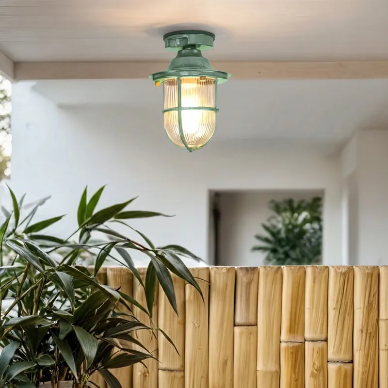 Neu Im Sortiment Deckenlampe außen Echt-Messing Glas Ø 16 cm IP54 E27