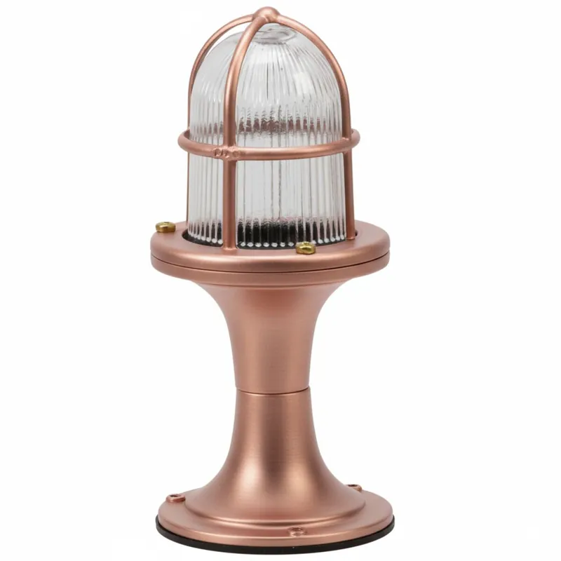 Sockelleuchte Messing Glas 25 cm IP64 in Kupfer Highlight