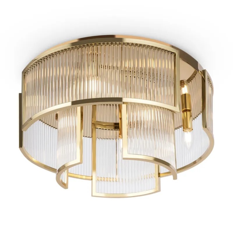 Günstig Runde Deckenlampe Glas Metall Gold E14 Ø55,4 cm Modern