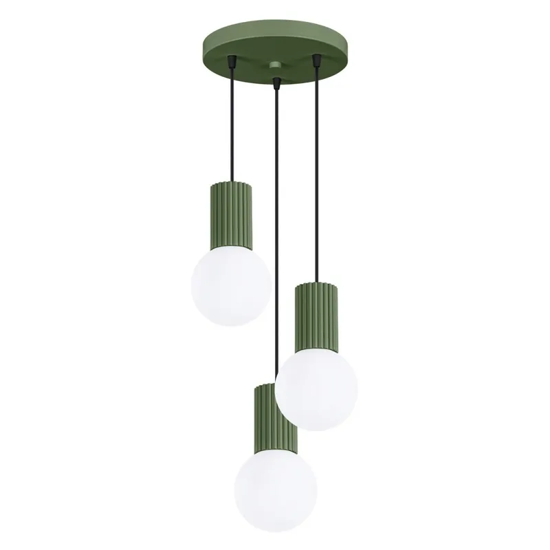 Angebot Pendelleuchte Glas Aluminium G9 B:25 cm 3-flmg Olivgrün