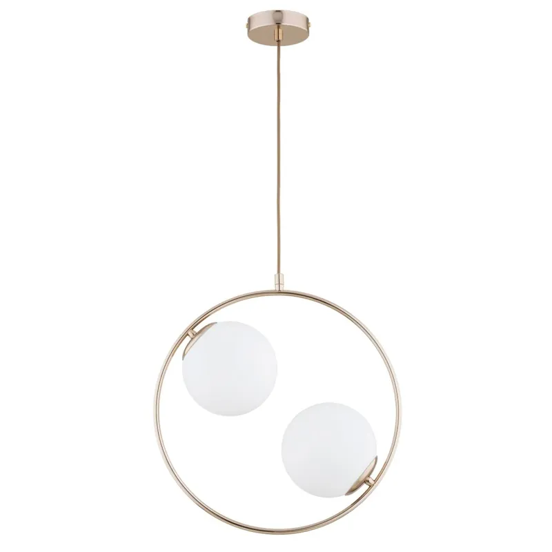 Hängelampe Glas Metall E14B 2-flammig Gold Weiß 38,5 cm Neu Im Sortiment