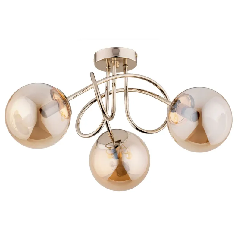Angebot Deckenlampe 3-flammig Gold Rauchglas Retro 50 cm E14