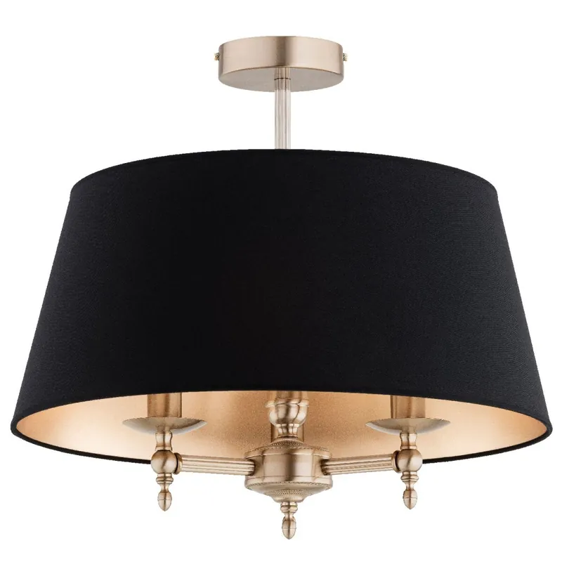 Billig Deckenleuchte rund Ø 50 cm Gold Schwarz 3-flammig E14 Jugendstil
