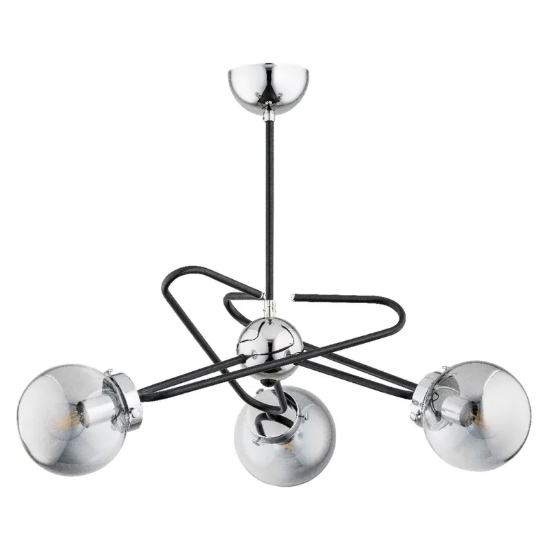 Deckenlampe Rauchglas Metall 60 cm 3-flammig Schwarz Grau Markenware