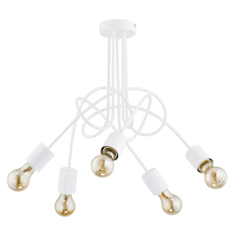 Deckenlampe Metall 50 cm Weiß 5-flammig E27 Retro Knallerangebot