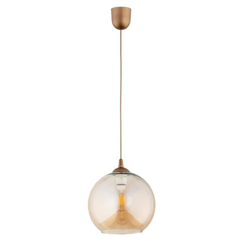 Direktkauf Hängelampe Rauchglas E27 rund Ø 25 cm Gold Retro