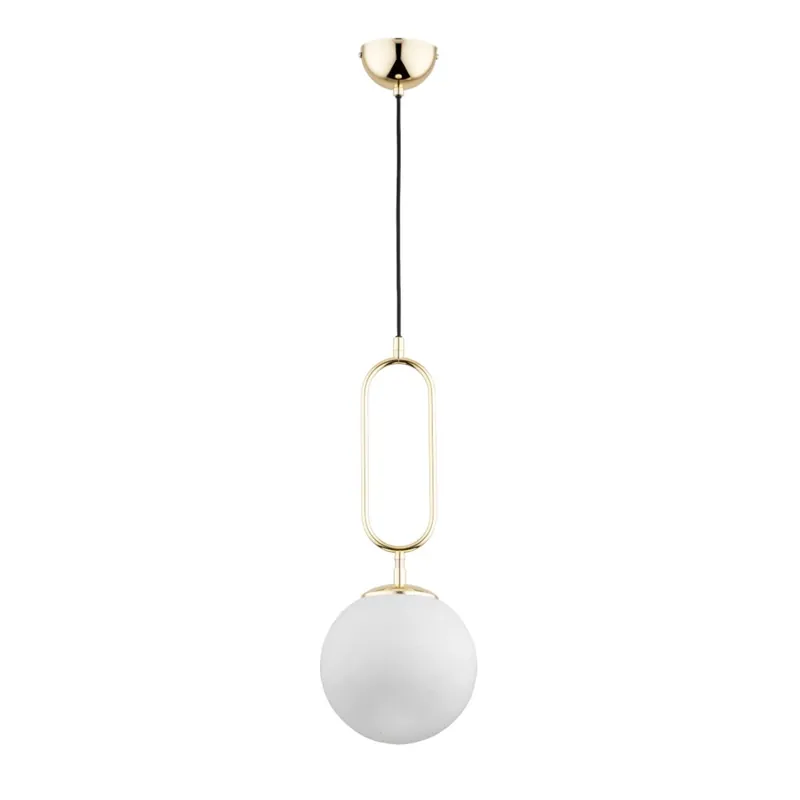 Hängelampe Glas Metall E27 20 cm Gold Weiß Retro 95 cm Must-Have