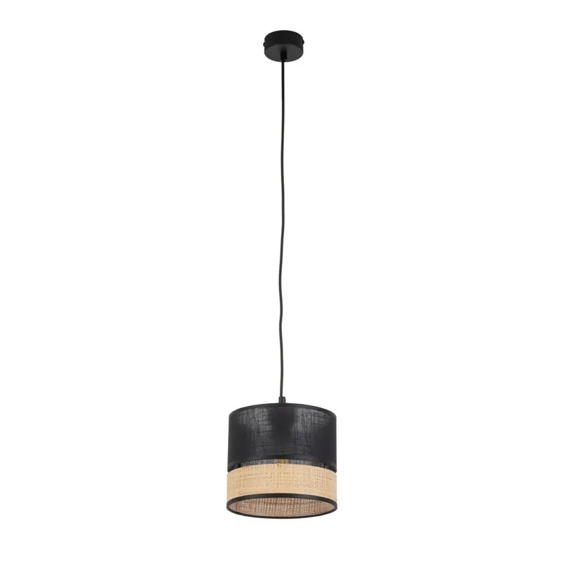 Preiswert Pendelleuchte Schwarz Natur Stoff 20 cm E27 wohnlich