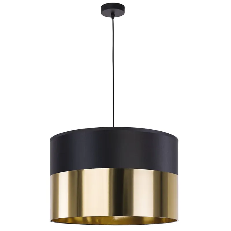 Ausverkauf Pendelleuchte Wohnzimmer Schwarz Gold B:50 cm E27 Stoff