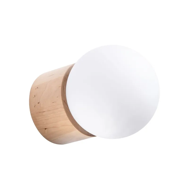 Online Kaufen Wandleuchte Holz Natur Kugel Weiß G9 T:17 cm blendarm