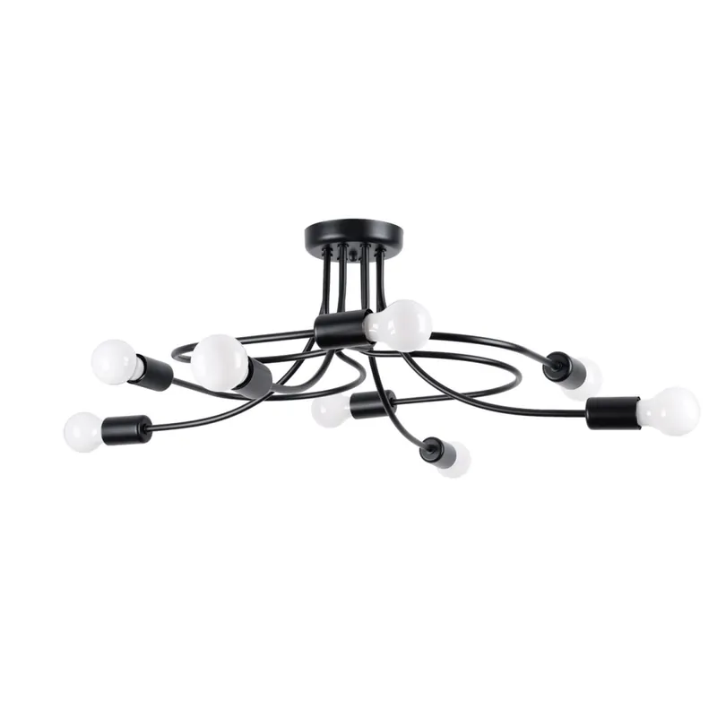 Deckenleuchte Schwarz Stahl E27 B:58 cm Mehrflammig Rabatt