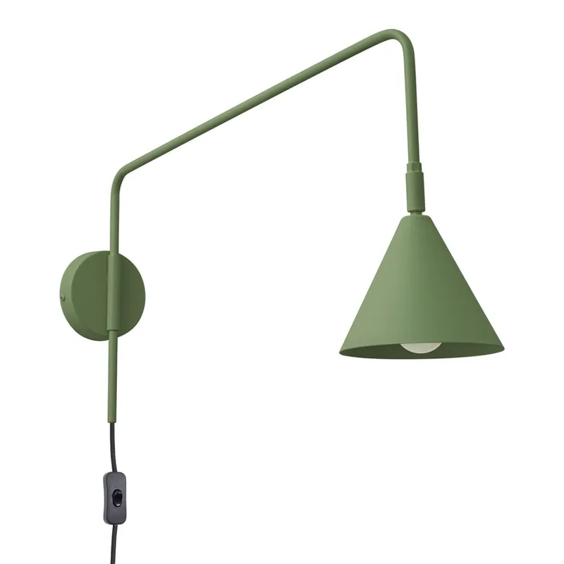 Wandlampe Olivgrün Stahl E14 Schalter Stecker T:61 cm Rabatt