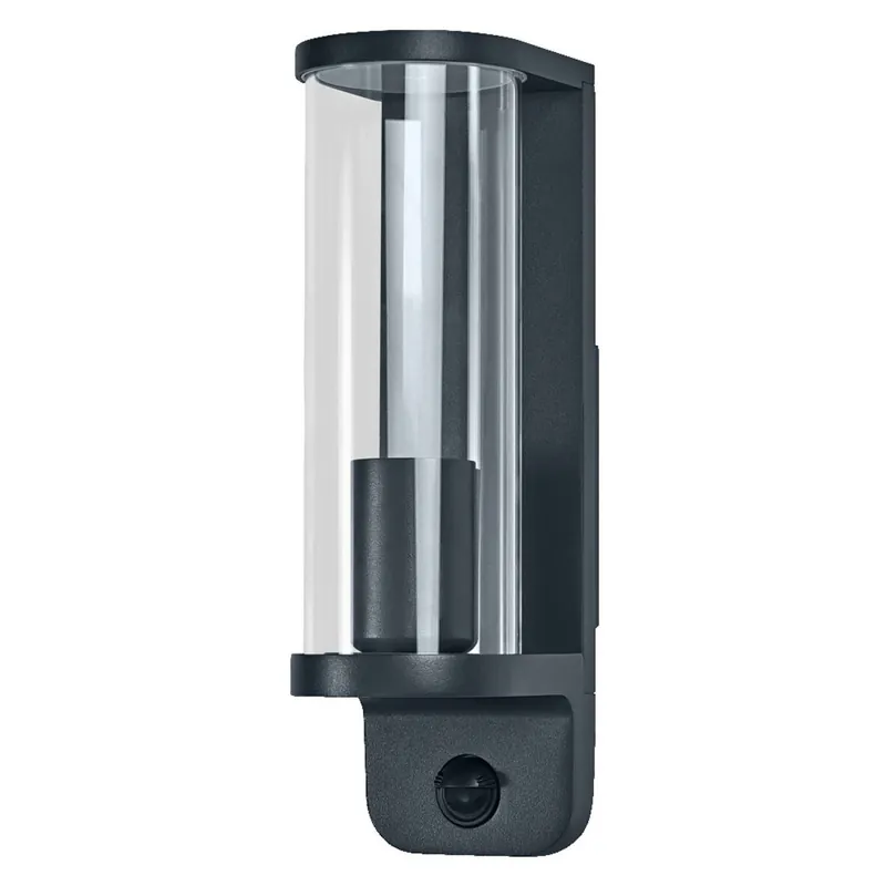 Wandleuchte Sensor Dunkelgrau Glas Alu IP44 E27 OSRAM Abverkauf