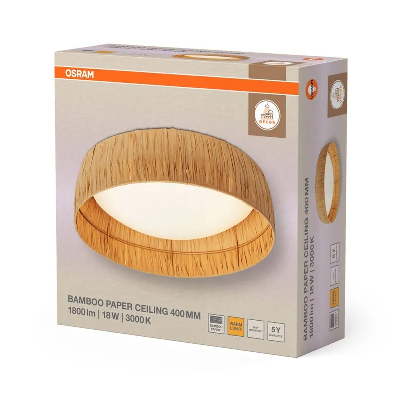 LED Deckenleuchte Bambuspapier 3000 K B:40 cm OSRAM Super-Preis